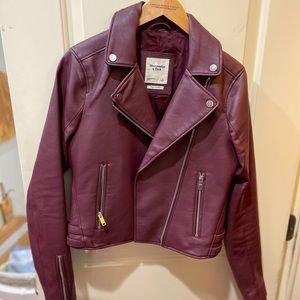 Barely worn! - burgundy vegan leather jacket (A&F)